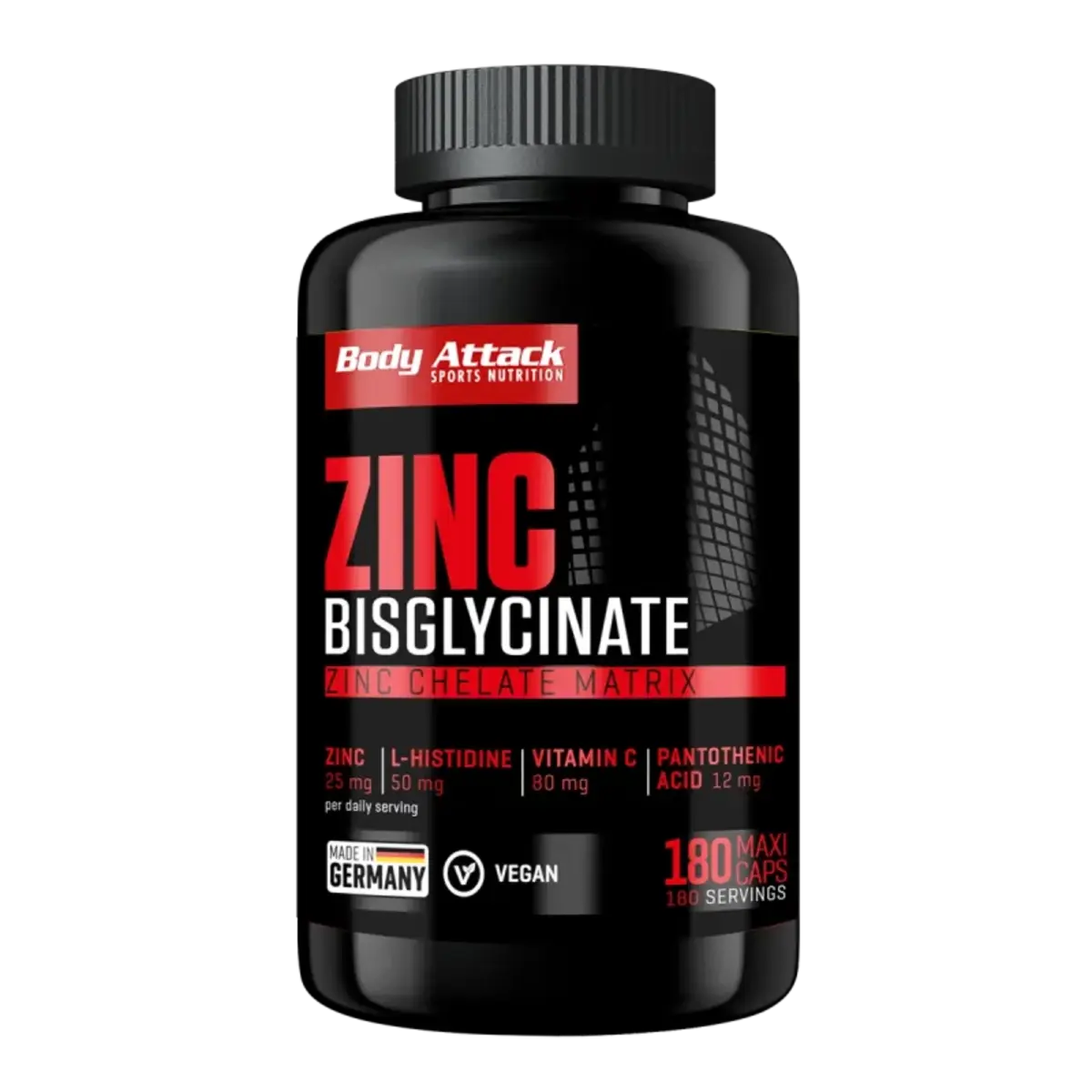 Body Attack Zink Bisglycinat 25 mg 180 Kapseln